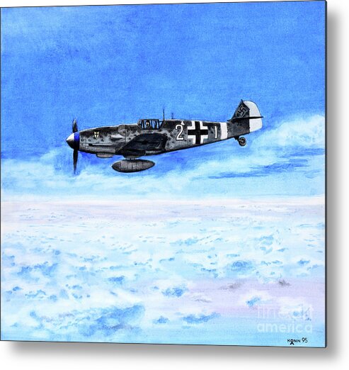 Luftwaffe Metal Print featuring the painting Grey in Blue by Oleg Konin