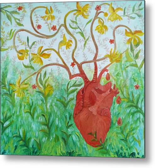 Heart Metal Print featuring the painting Heart by Elzbieta Goszczycka