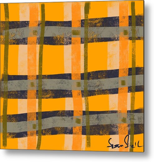 Orange Plaid Metal Print featuring the digital art Joined at the Fence by Susan Fielder