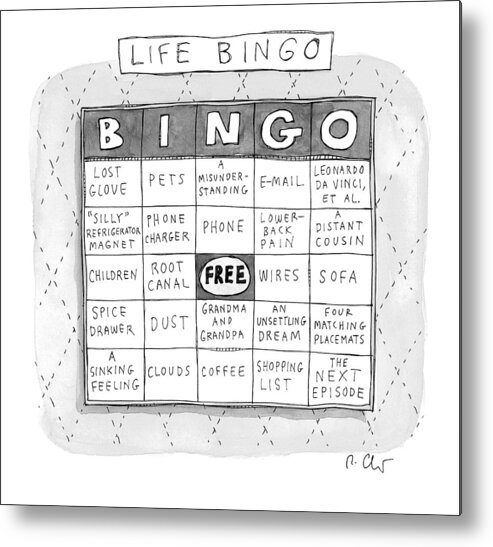 Captionless Metal Print featuring the drawing Life Bingo by Roz Chast