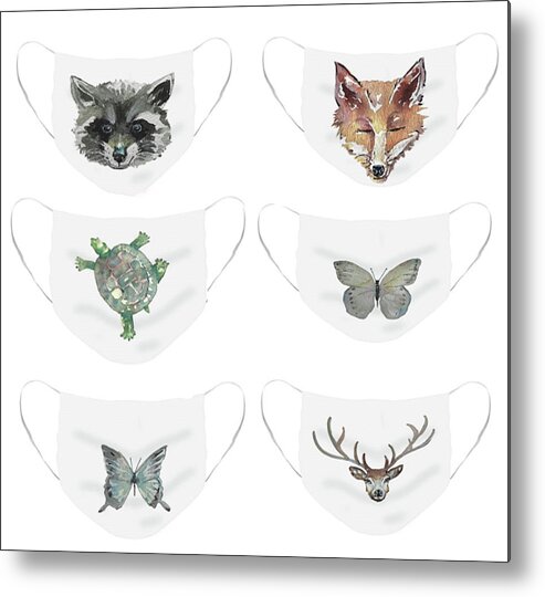 Masks Metal Print featuring the painting Mask samples by Luisa Millicent