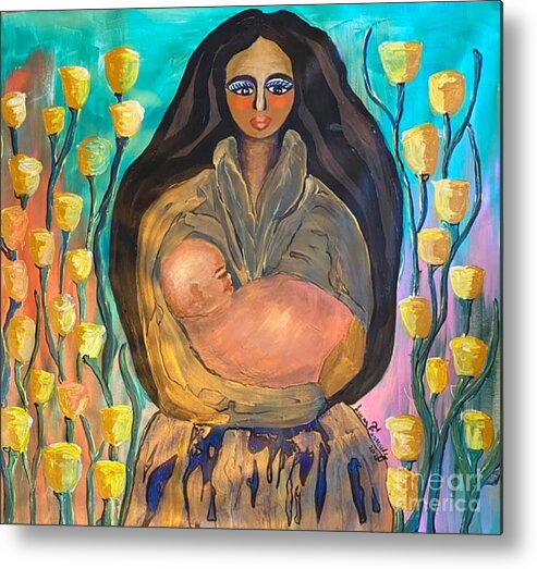  Metal Print featuring the painting Mothering by Lorena Fernandez