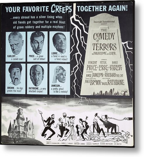 Comedy Metal Print featuring the mixed media Movie poster for ''Comedy of Terrors'', 1964 by Movie World Posters