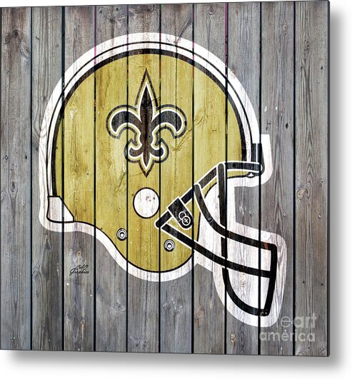 New Orleans Saints Metal Print featuring the digital art New Orleans Saints Wood Helmer by CAC Graphics