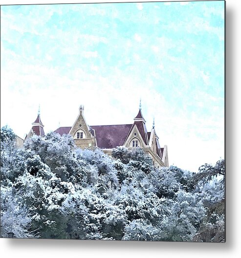 Texas State University Metal Print featuring the painting Old Main in the Snow by Gary Springer