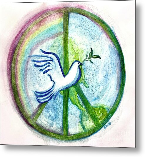 Peace Sign Metal Print featuring the painting Peace on Earth by Deb Stroh-Larson