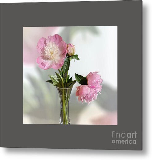 Art Metal Print featuring the photograph Pink Peonies Vase by Jeannie Rhode