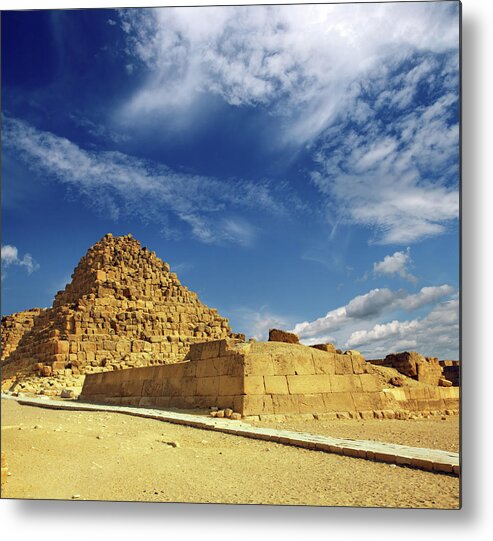 Pyramid Metal Print featuring the photograph small egypt pyramid in Giza by Mikhail Kokhanchikov