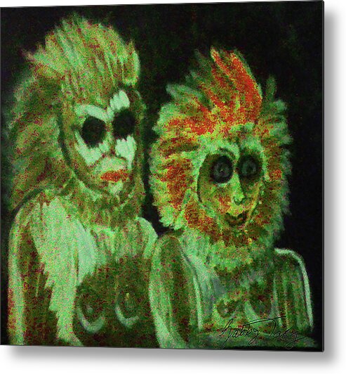 Monkeys Metal Print featuring the painting Sonny And Cher by Gabby Tary