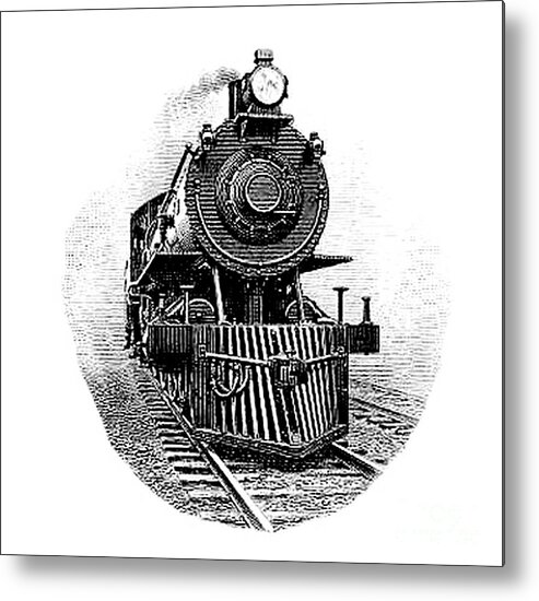 Front View Metal Print featuring the digital art Steam Locomotive Front by Pete Klinger