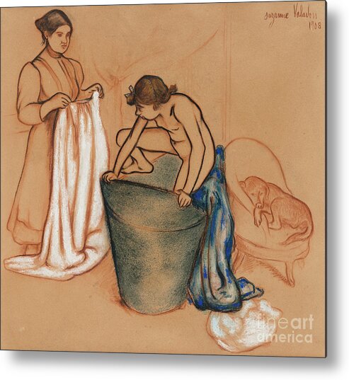 Valadon Metal Print featuring the drawing The Bath, 1908 by Suzanne Valadon