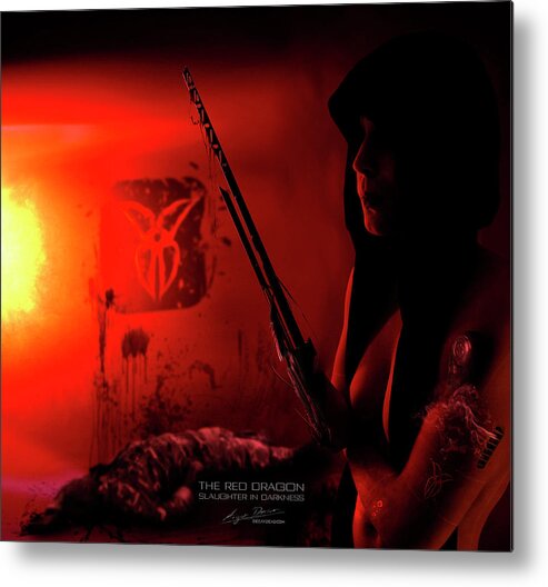 Argus Dorian Metal Print featuring the digital art THE RED DRAGON Slaughter in Darkness by Argus Dorian