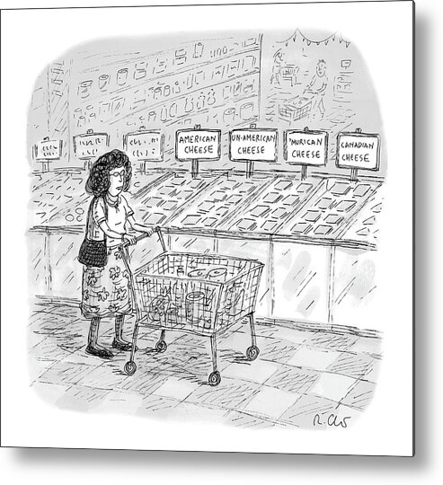 Captionless Metal Print featuring the drawing UnAmerican Cheese by Roz Chast