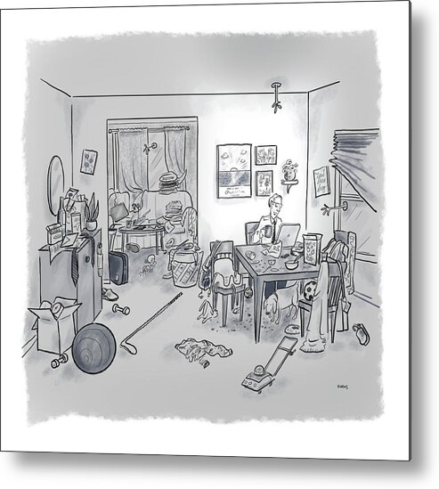 Captionless Metal Print featuring the drawing Workspace by Teresa Burns Parkhurst