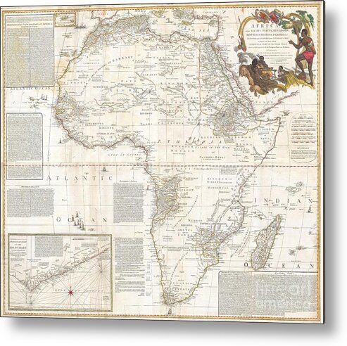 This Is Most Likely The Most Important Map Of Africa Produced In The 18th Century. Printed At The Height Of The Slave Trade In 1787 By The Robert Sayer Firm Of London Metal Print featuring the photograph 1787 Boulton Sayer Wall Map of Africa by Paul Fearn