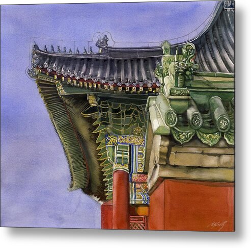 Chinese Roof Metal Print featuring the painting Chinese roof #4 by Alfred Ng