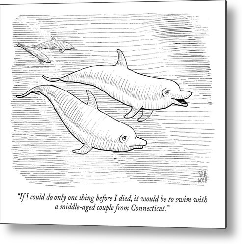 Dolphin Metal Print featuring the drawing If I Could Do Only One Thing Before I Died by Paul Noth