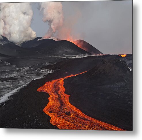 Feb0514 Metal Print featuring the photograph Tolbachik Volcano Erupting Kamchatka #5 by Sergey Gorshkov