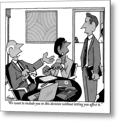 Businessmen Metal Print featuring the drawing A Boss Addresses One Of His Employees by William Haefeli