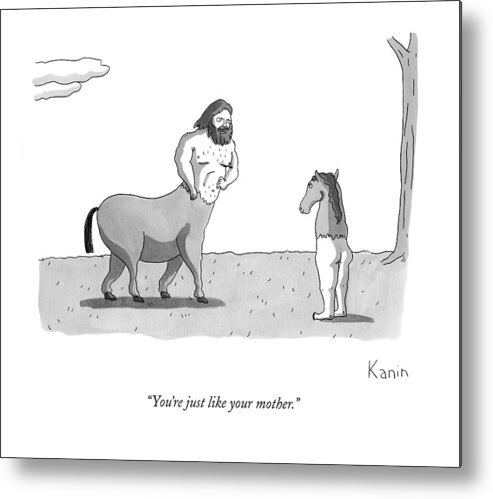 
 Centaurs Metal Print featuring the drawing A Centaur Angrily Talks To A Creature Who by Zachary Kanin