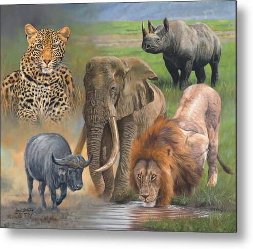 Africa Metal Print featuring the painting Africa's Big Five by David Stribbling