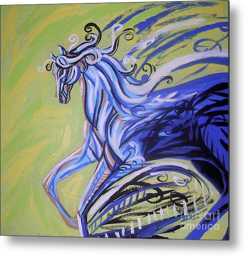 Blue Horse Metal Print featuring the painting Blue Horse by Genevieve Esson