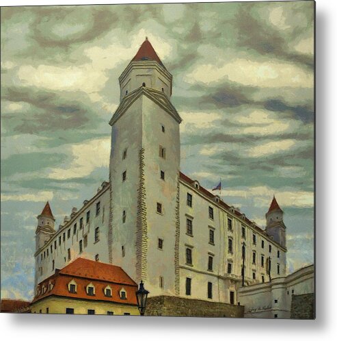 White Metal Print featuring the painting Bratislava Castle by Jeffrey Kolker