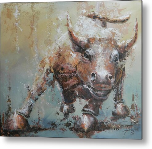 Abstract Metal Print featuring the painting Bull Market Y by John Henne