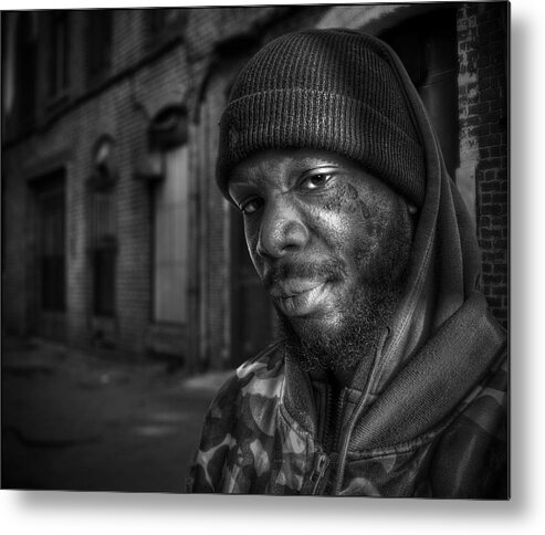 Composite Metal Print featuring the photograph Chris BW by Rick Mosher