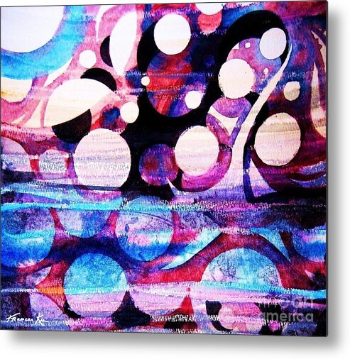 Abstract Metal Print featuring the painting Circles by Frances Ku
