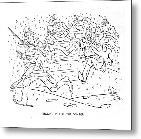 111630 Gpr George Price Metal Print featuring the drawing Digging In For The Winter by George Price