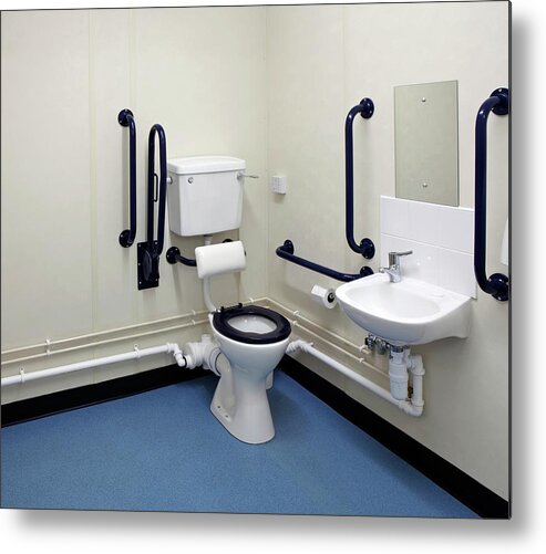 Disabled Metal Print featuring the photograph Disabled Washroom And Lavatory by Mark Sykes