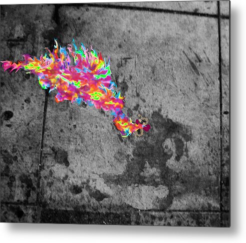 Fire Breathing Man On Skid Row Metal Print featuring the photograph Fire Breathing Man On Skid Row by Kenneth James