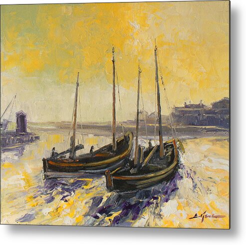 Yarmouth Metal Print featuring the painting Fishing cutters from Yarmouth by Luke Karcz