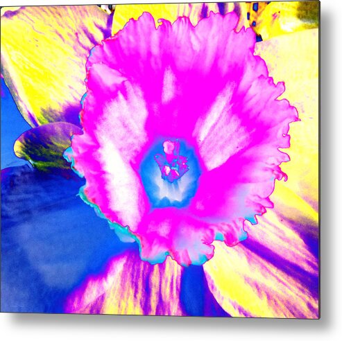 Surreal Flower Metal Print featuring the photograph Fluorescent Daffodil by Shawna Rowe