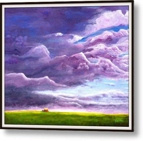 Foreboding Sky Painting Metal Print featuring the painting Foreboding Clouds by Deborah Naves