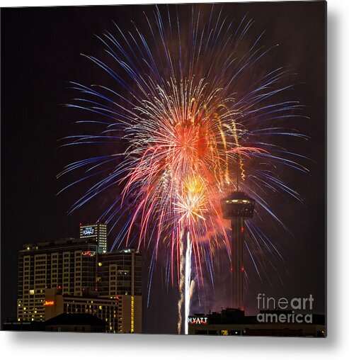Fireworks Metal Print featuring the photograph Fourth of July by Cathy Alba