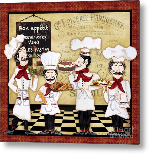 French Metal Print featuring the painting French Chefs-Bon Appetit by Jean Plout