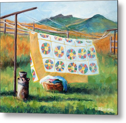 Clothesline Metal Print featuring the painting Fresh by Mary Giacomini