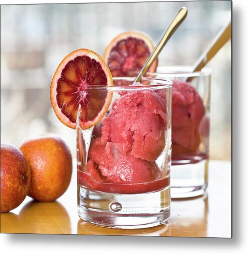 Orange Metal Print featuring the photograph Homemade Blood Orange Sorbet by Madlyinlovewithlife