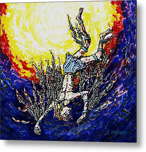 Icarus Metal Print featuring the painting Icarus - The Fall Of Man by Hartmut Jager