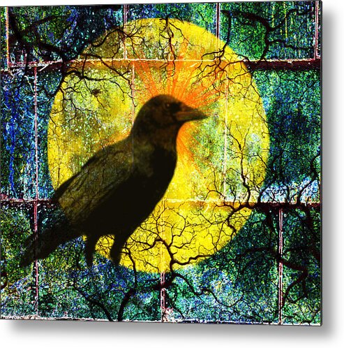 Crow Metal Print featuring the digital art In the Night by Nancy Merkle