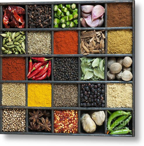Indian Metal Print featuring the photograph Indian Spice Grid by Tim Gainey