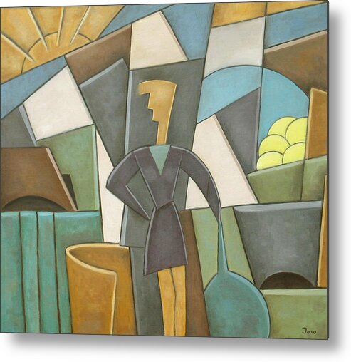 Cubistic Metal Print featuring the painting Ir de Compras by Trish Toro