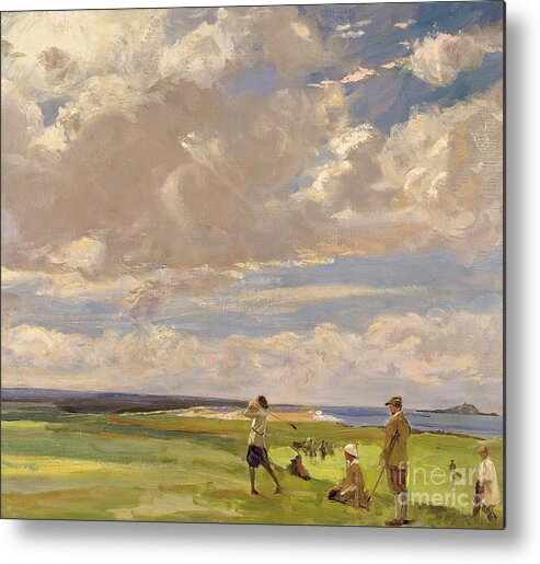 American Metal Print featuring the painting Lady Astor playing golf at North Berwick by John Lavery
