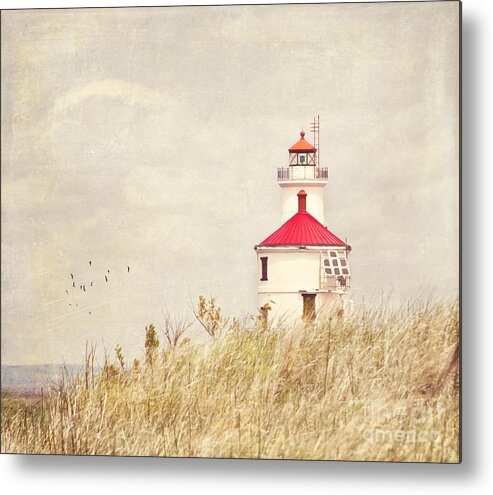 Lighthouse Metal Print featuring the photograph Lighthouse With Red Roof by Pam Holdsworth