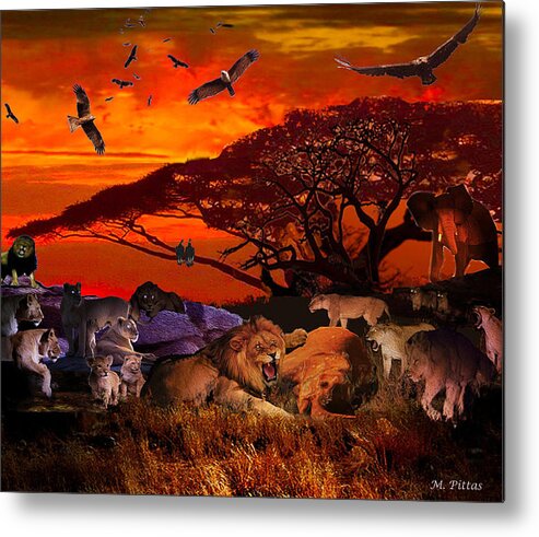 Lion Metal Print featuring the painting Lion Kill'98 by Michael Pittas