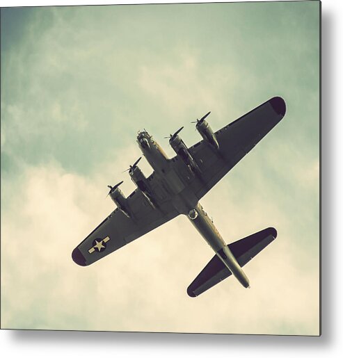 Look Up Vintage B-17 Flying Fortress Metal Print featuring the photograph Look Up Vintage B-17 Flying Fortress by Terry DeLuco