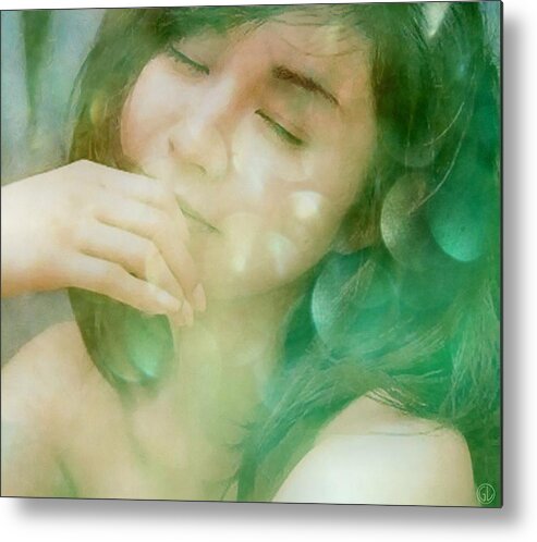 Woman With Closed Eyes Metal Print featuring the digital art Lost in a Daydream by Gun Legler