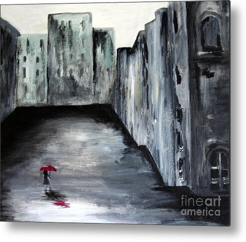 City Metal Print featuring the painting Lost in Life by Julie Lueders 